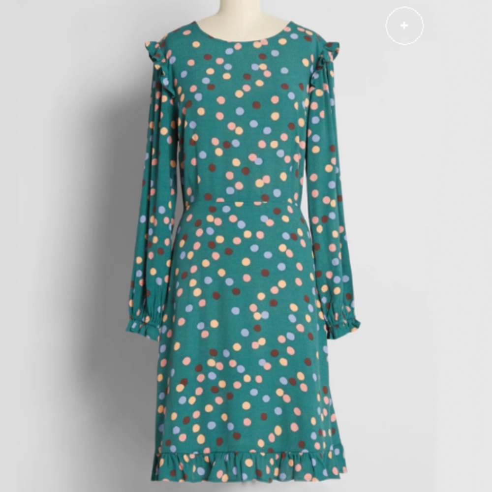 Modcloth Princess Highway teal polka dot dress US 10 NWT